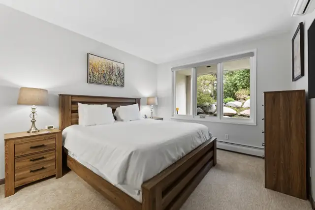 En suite bedroom with king bed